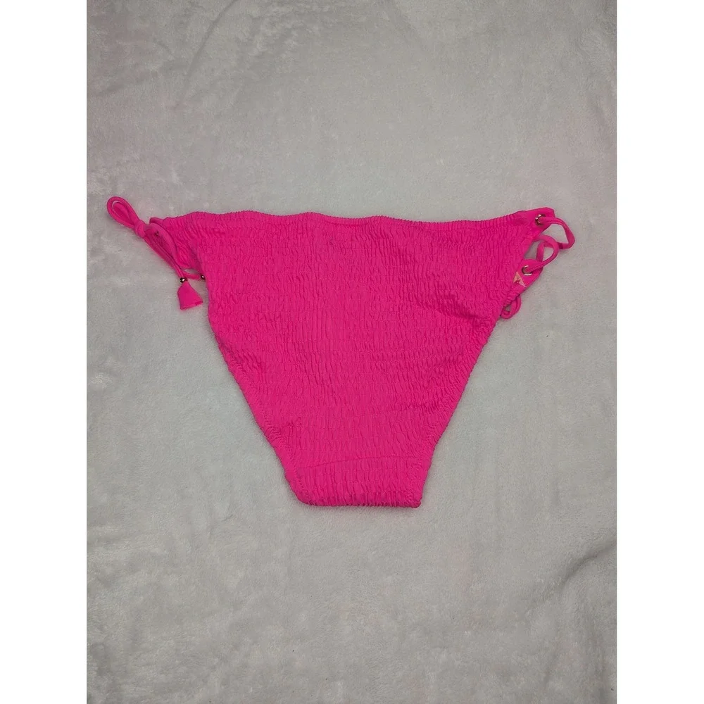 Victorias‎ Secret Neon Pink Smocked Side Tie Bikini Bottom 347237-QDE XL